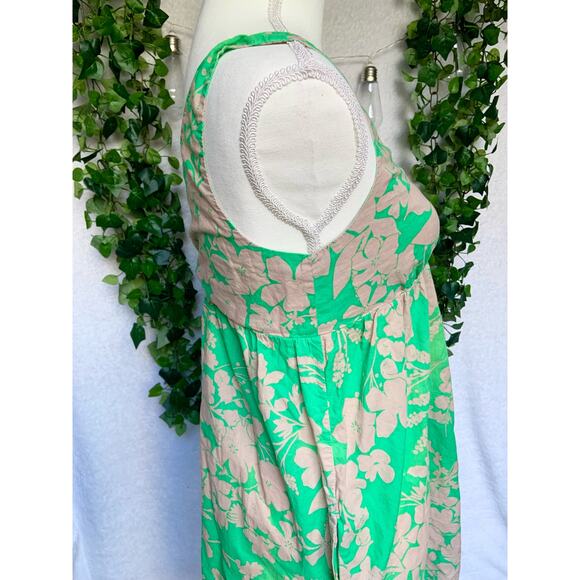 Old Navy Made in Indonesia Floral Green and Tan Mini Dress Women’s Size Small - Picture 6 of 9